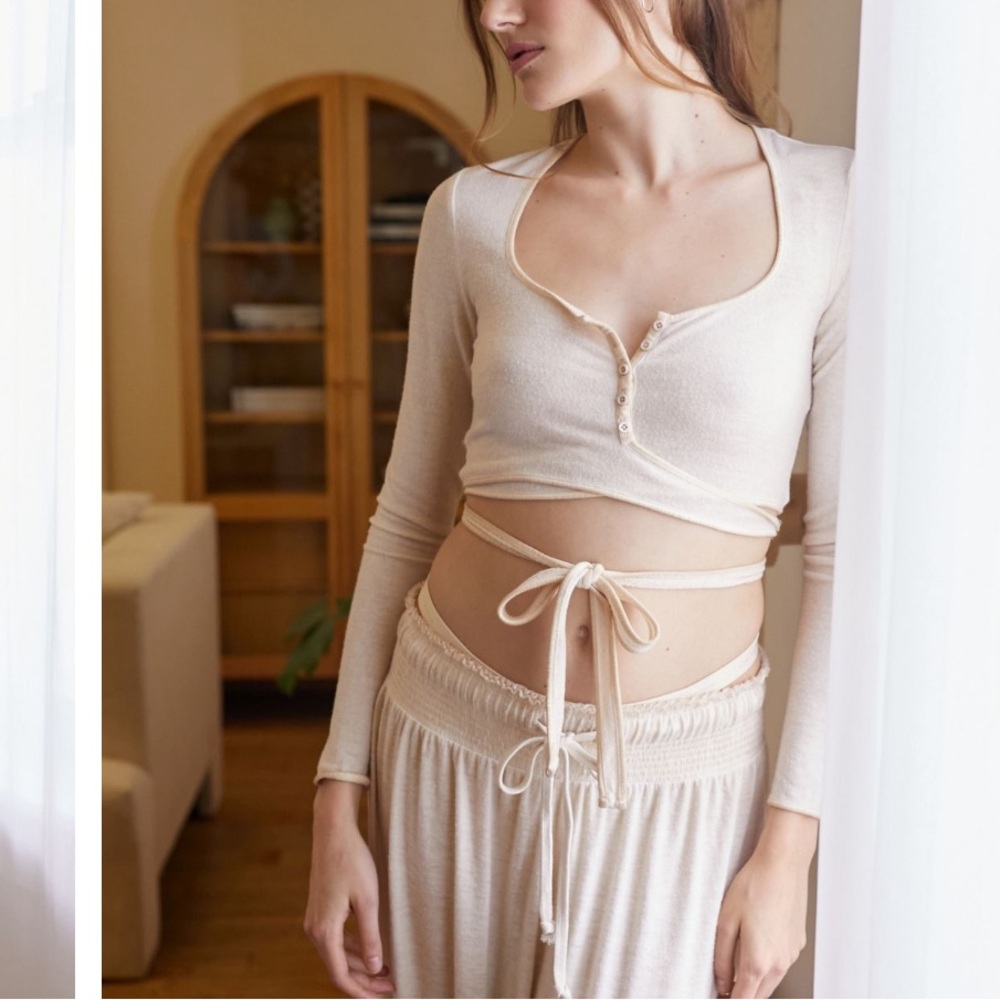 Out from Under Cora Henley Wrap top - cream - ballet-core